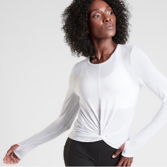 Athleta Tops - ATHLETA Essence Twist Long Sleeve Top White
